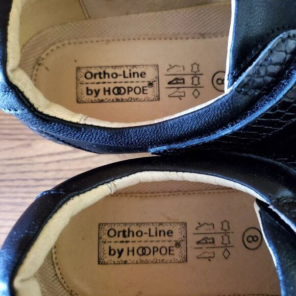COMFORT SHOES ORTHO-LINE HOOPOE WOMEN SIZE 8 LEATHER BLACK NEW ADJUSTABLE CLOSUR - Picture 6 of 9